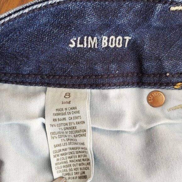 American Eagle Outfitters Womens Slim Boot Jeans Size 8 Long Stretch Blue Denim - Picture 5 of 13